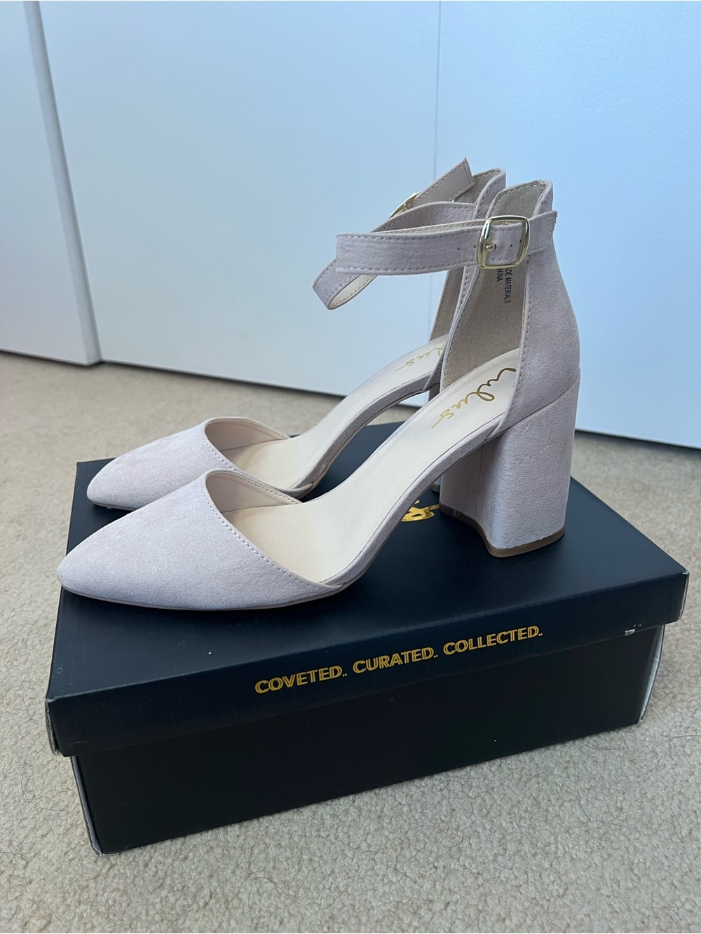 Lulu’s Block Heel Ankle Strap Pumps - Beige